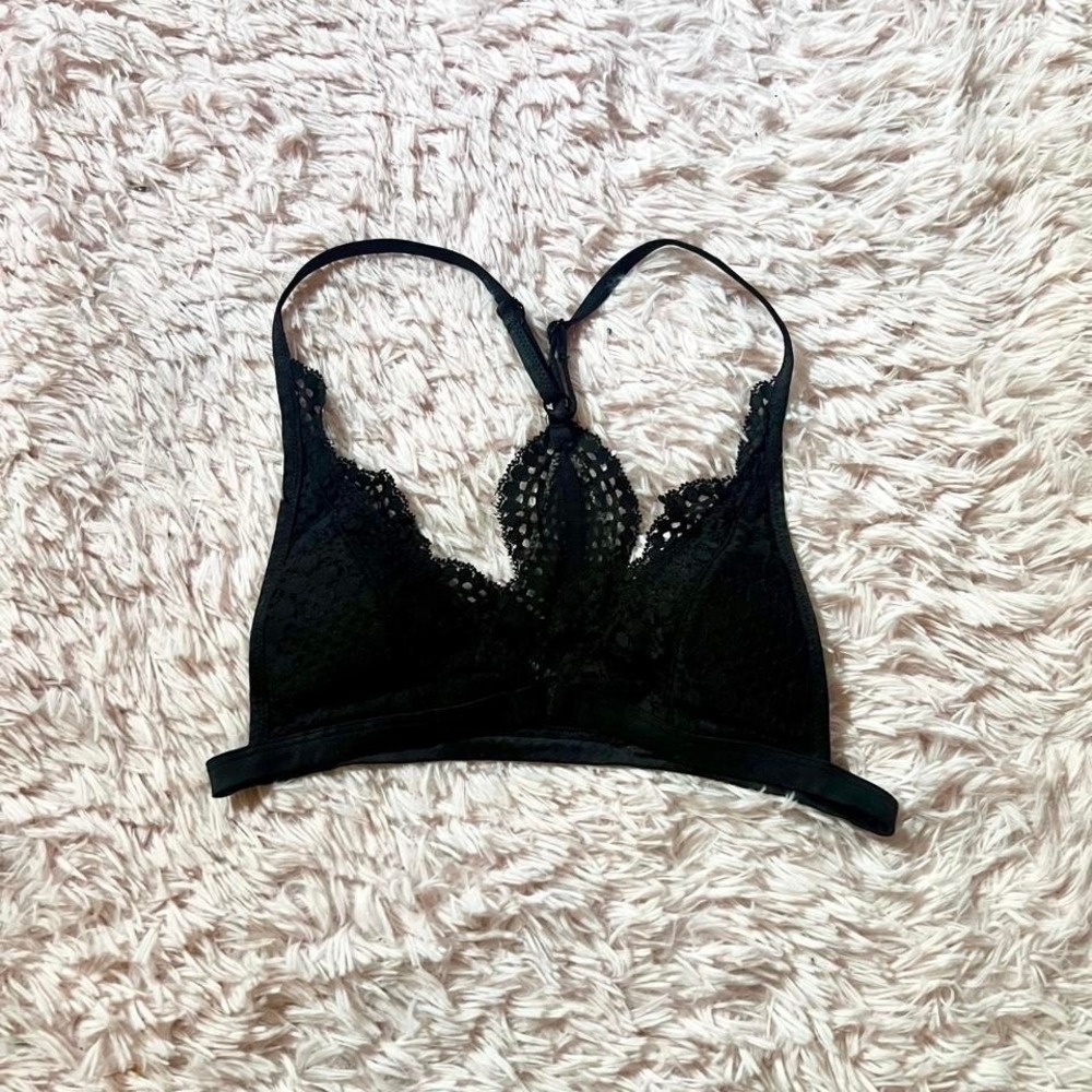 Victorias Secret Black Lace Whimsygoth Dark Delicate Feminine Bralette Womens XS